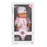 Кукла бебе Moni Toys - 41 cm, с розова шапка и биберон