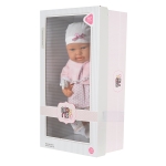 Кукла бебе Moni Toys - 41 cm, с розова шапка и биберон