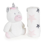 Бебешко одеяло с играчка Cangaroo - Unicorn rainbow, 90 х 75 cm
