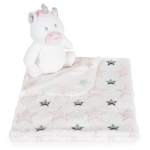 Бебешко одеяло с играчка Cangaroo - Unicorn rainbow, 90 х 75 cm