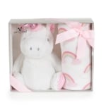 Бебешко одеяло с играчка Cangaroo - Unicorn rainbow, 90 х 75 cm
