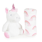 Бебешко одеяло с играчка Cangaroo - Unicorn rainbow, 90 х 75 cm