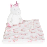 Бебешко одеяло с играчка Cangaroo - Unicorn rainbow, 90 х 75 cm