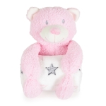 Бебешко одеяло с играчка Cangaroo - Rory Bear, 90 х 75 cm, Синьо