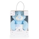 Бебешко одеяло с играчка Cangaroo - Rory Bear, 90 х 75 cm, Синьо