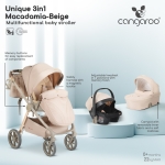 Бебешка количка 3 в 1 Cangaroo - Unique, Macadamia Beige