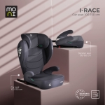 Стол за кола Moni - i-Race, i-Size, 100-150 сm, Stone gray