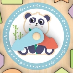 Дървена играчка 2 в 1 Hi Pando - 3D часовник