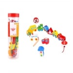 Дървена игра за низане Tooky Toy - Превозни средства