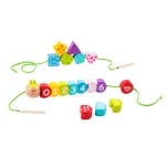 Дървена образователна игра за низане Tooky Toy - Числа и форми
