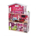 Дървена къща за кукли Moni Toys - Isabella, с обзавеждане и асансьор
