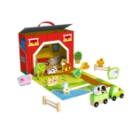 Дървена играчка Moni - Преносима ферма