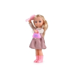 Музикална кукла Moni Toys - С гребен и елегантна чанта, 36 сm