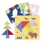 Дървен магнитен пъзел Moni - Tangram, 18 части