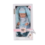 Реалистична кукла бебе Moni Toys - 41 сm, със сиво одеяло