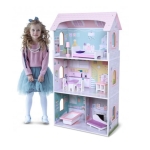 Дървена къща за кукли Moni Toys - Anna, С обзавеждане