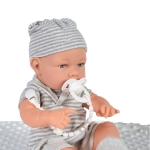 Реалистична кукла бебе Moni Toys - 41 сm, със сиво одеяло