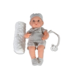 Реалистична кукла бебе Moni Toys - 41 сm, със сиво одеяло