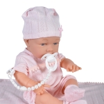 Реалистична кукла бебе Moni Toys - 41 сm, със сиво одеяло