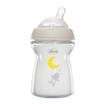 Стъклено шише за хранене Chicco - Natural Feeling, 250 ml, 0 m+