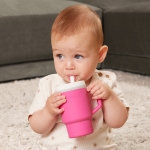 Силиконова чаша със сламка Infantino, 270 ml, Жълта