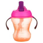 Неразливаща се чаша със сламка Tommee Tippee, Оранжева, 230 ml, 6 m+