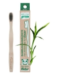 Детска четка за зъби от бамбук Wellsamed - Wellsa Green, Soft с активен въглен
