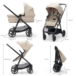 Бебешка количка 4 в 1 Kinderkraft - Newly, Sand Beige