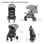 Бебешка лятна количка Kinderkraft - Grande Plus, Grey