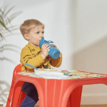 Детски термос със сламка Nuvita - Powder Blue, 350 ml