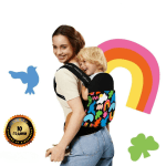 Ергономична раница за бебе Kinderkraft - Huggy, Happy Shapes