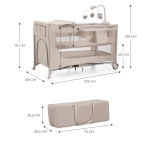 Бебешка кошара с аксесоари Kinderkraft - Joy Full 2, Beige