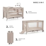 Бебешка кошара с аксесоари Kinderkraft - Joy Full 2, Beige