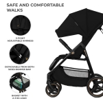 Бебешка лятна количка Kinderkraft - Trig 3, Onyx Black