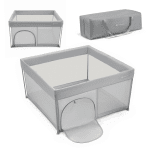 Бебешка кошара за игра Kinderkraft - Ziki, Grey
