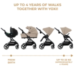 Бебешка количка 3 в 1 Kinderkraft - Yoxi, Sand Beige