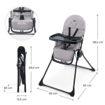 Столче за хранене Kinderkraft - Binci, Light Grey