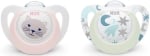 Силиконови залъгалки NUK - Star, Day/Night, 0 - 6 месеца, 2 броя, момиче