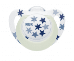 Залъгалка NUK - Star Night, силикон 18-36 m, сини звезди