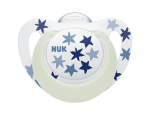 Залъгалка NUK - Star Night, силикон 6-18 m, сини звезди