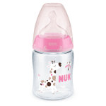 Шише със силиконов биберон Nuk - First Choice, TC, 150 ml, Розово