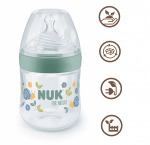 Шише NUK for NATURE - РР, Temperature Control 150 мл, силиконов биберон 0+ S, Зелено