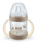 Шише за сок със силиконов накрайник NUK for Nature - Temperature Control, 150 ml, 6+ месеца, Крем