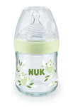 Стъклено шише NUK Nature Sense - Temperature control, Softer, 120 ml, зелено