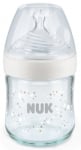 Стъклено шише NUK Nature Sense - TC, Softer, 0+ месеца, 120 ml, Бяло