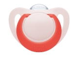 Силиконова залъгалка NUK - Star, Розова с кутия за стерилизиране, 18-36 m