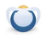 Каучукова залъгалка NUK - Star, Синя с кутия за стерилизиране, 6-18 m