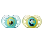 Ортодонтични залъгалки Tommee Tippee - Night Time, 18-36 m, 2 броя, Светеща дръжка