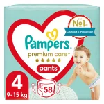 Бебешки пелени гащи Pampers - Premium Care 4, 58 броя