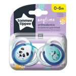 Ортодонтични залъгалки Tommee Tippee - Any Time, 0-6 m, 2 броя, Панди, Тюркоаз